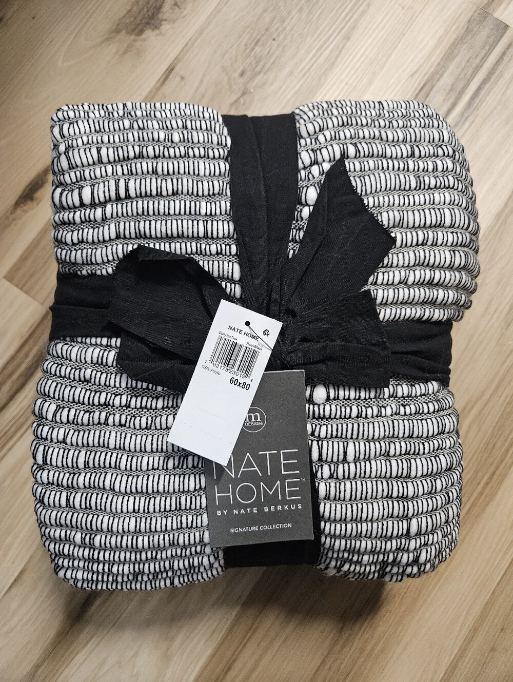 NATE HOME Chunky Yarn Throw Pearl/black 60x80in.